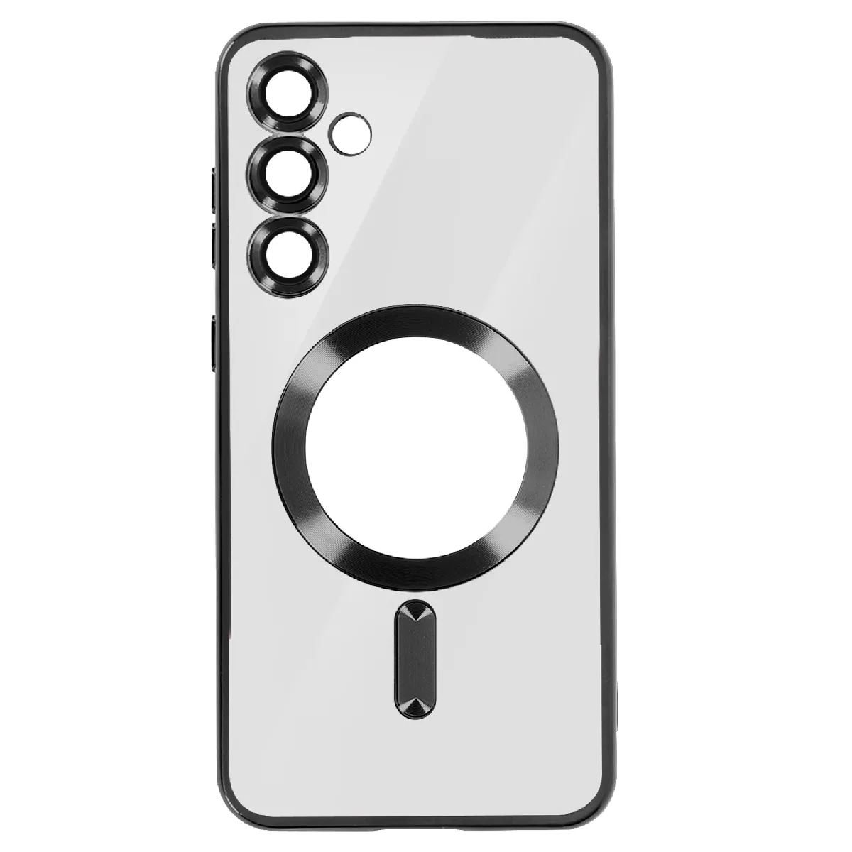 Coque Magsafe Pour Samsung S23 Fe En Silicone Contour Chromé Noir
