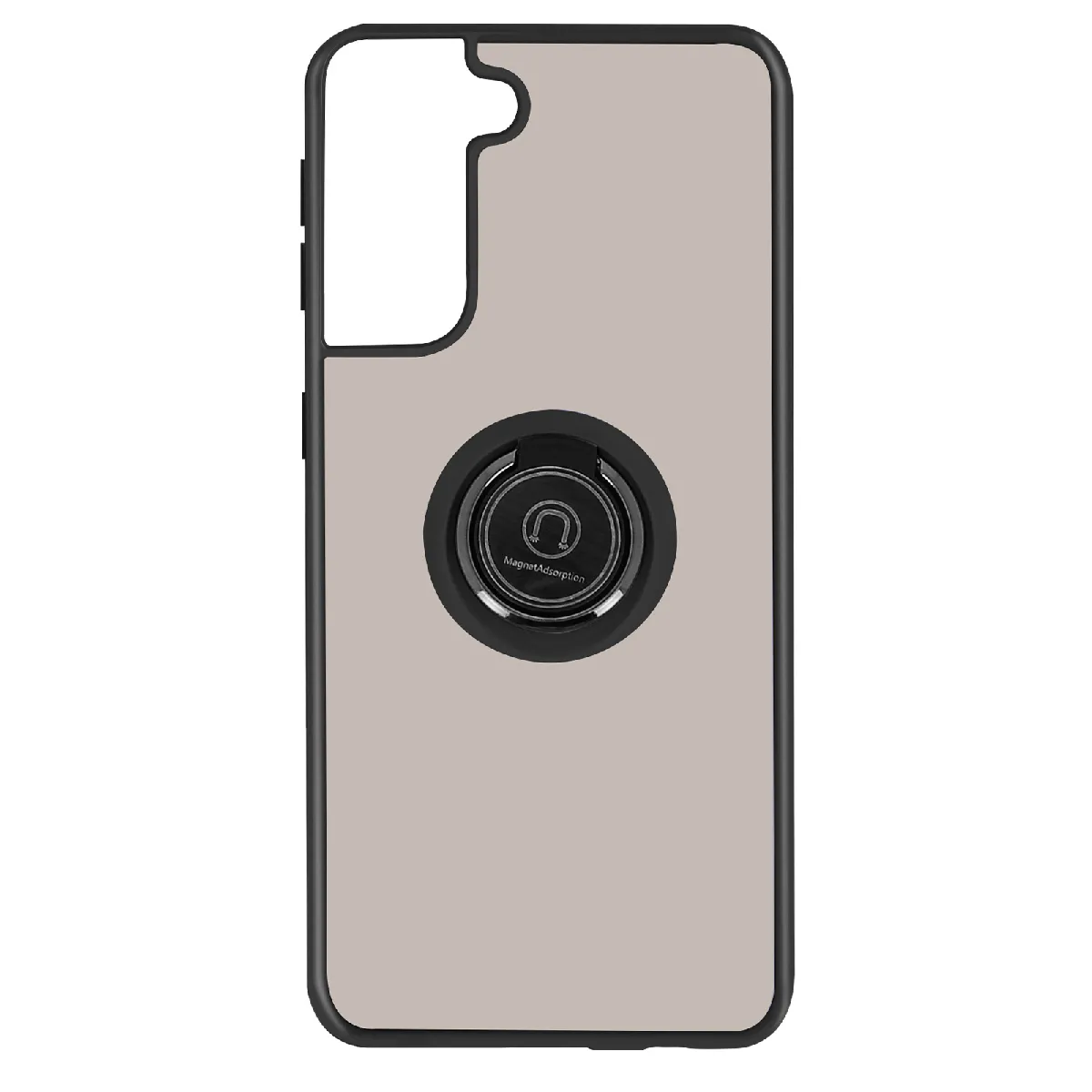 Coque Pour Samsung Galaxy S21 Plus Bi-matière Bague Métallique Fonction Support Noir