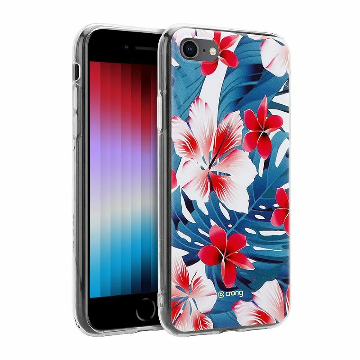 Coque Pour Iphone Se 2020 Modèle Flower Case Élégant Et Résistant Bleu / Rose Crong