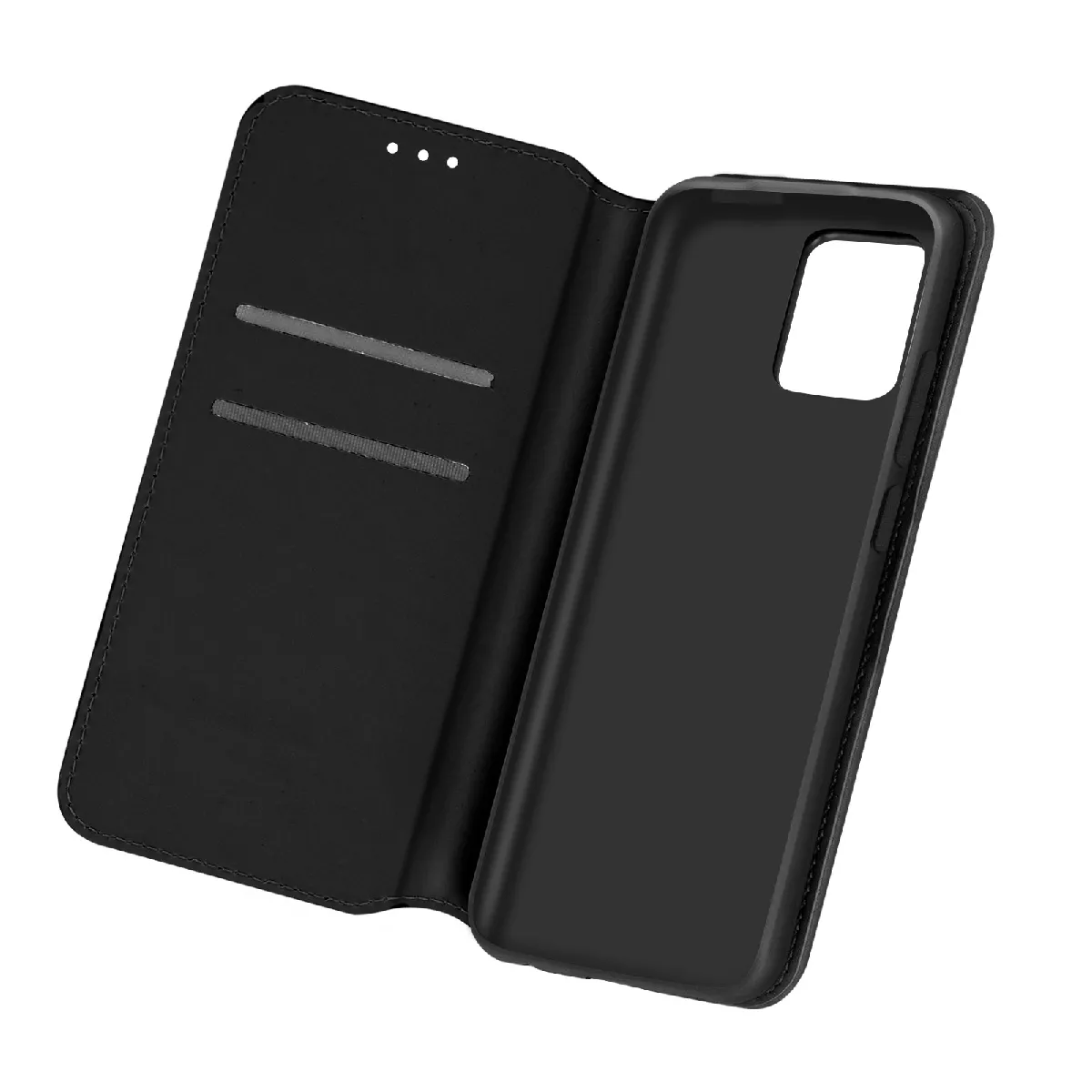 Housse Pour Samsung Galaxy A02s Étui Folio Portefeuille Fonction Support Noir