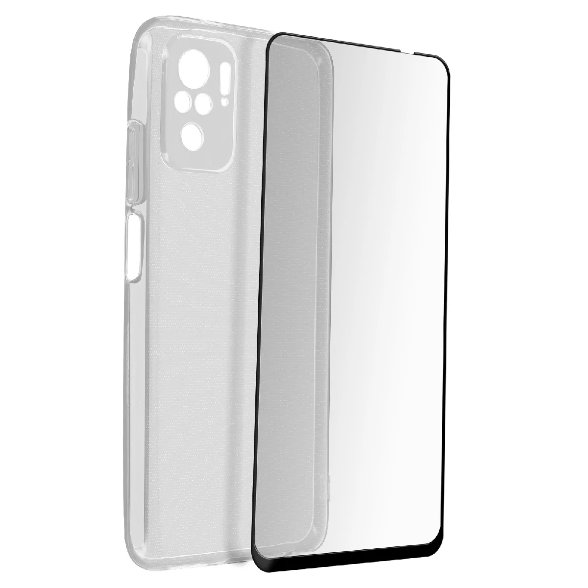 Coque Silicone Pour Redmi Note 10s / Note 10 / Poco M5s Avec Verre Trempé 9h Transparent