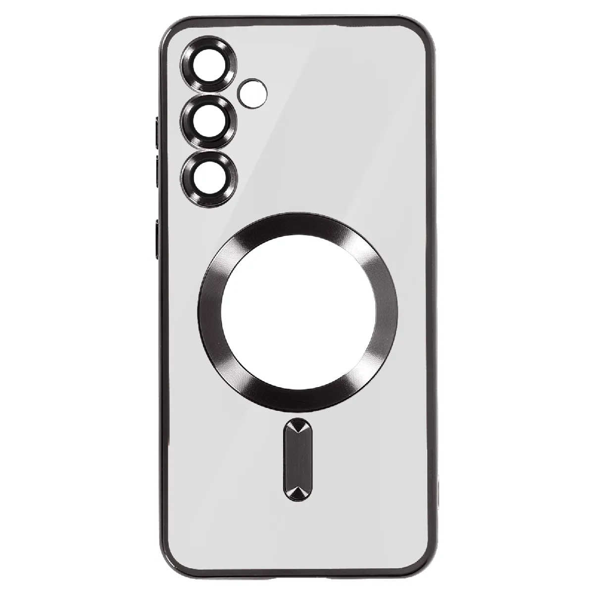 Coque Magsafe Pour Samsung Galaxy S24 Plus Silicone Contour Chromé Noir