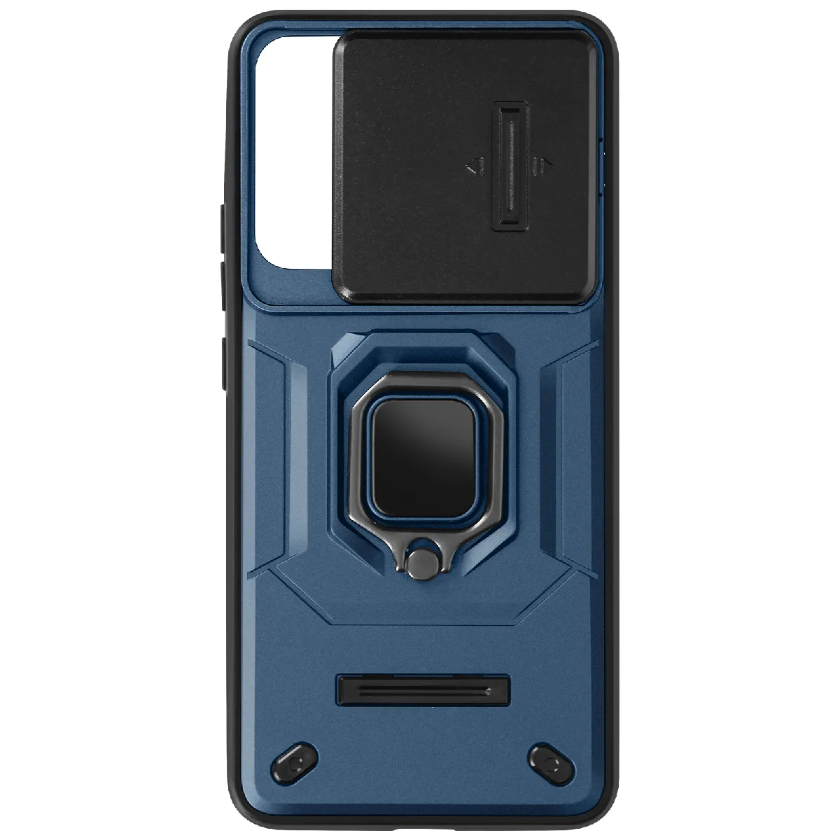 Coque Pour Xiaomi 14 Bague Support Antichoc Cache Caméra Coulissant Bleu Nuit
