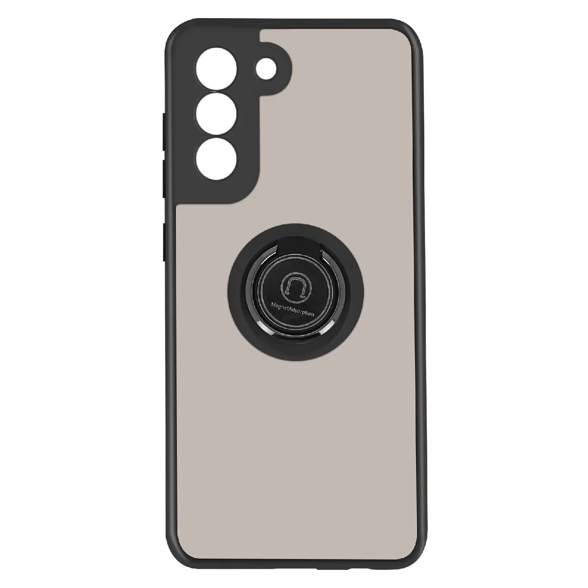 Coque Pour Samsung Galaxy S21 Fe Bimatière Bague Métallique Support Noir