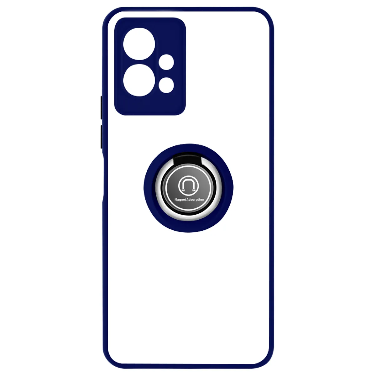 Coque Pour Vivo Y55 5g Bi-matière Bague Métallique Support Vidéo Bleu