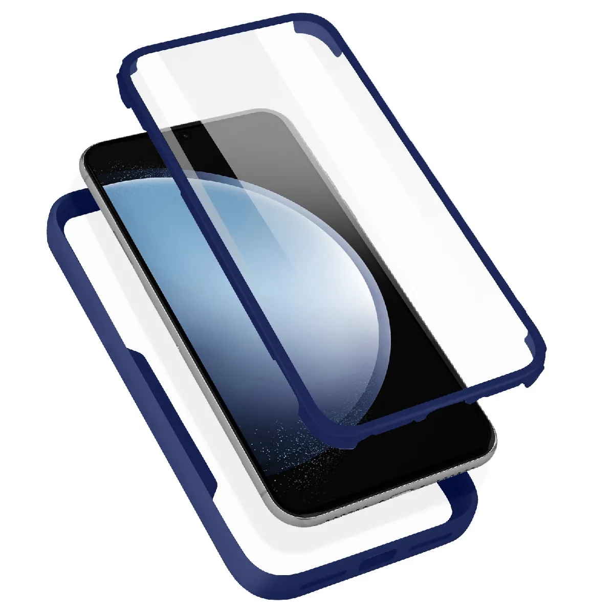 Coque Pour Samsung Galaxy A22 Dos Plexiglas Avant Polymère Antichoc Bleu Nuit