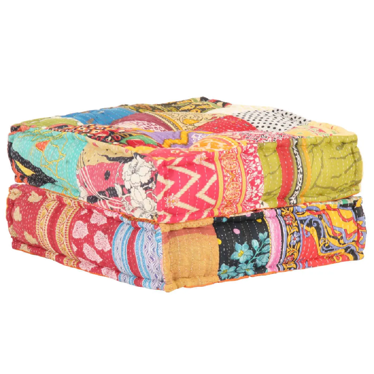 Coussin De Sol Pouf Repose-pieds 60x70x36 Cm En Tissu Patchwork Dec021303