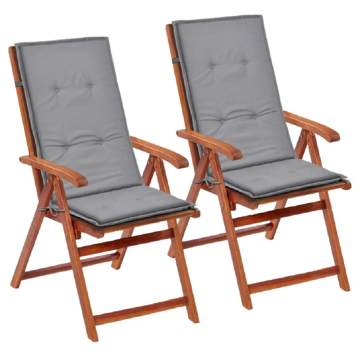 Lot De 2 Coussins De Chaise De Jardin En Tissu Gris 120x50x3 Cm Dec021544