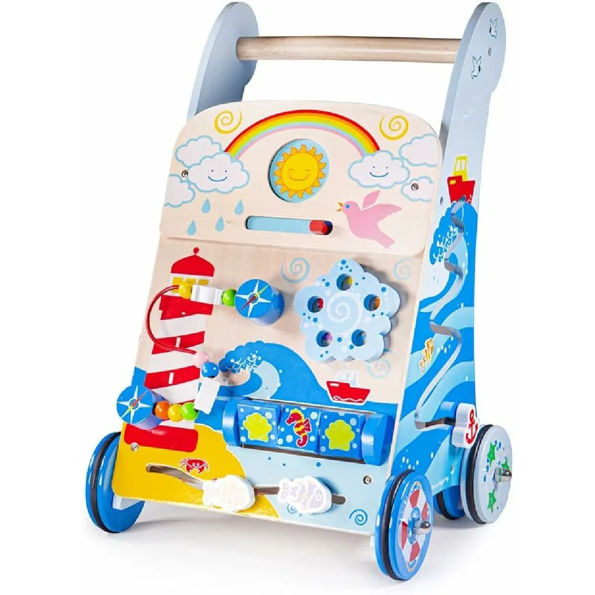 Bigjigs Toys, Marcheur D'activités Marines En Bois, Adapté Aux ges Dès 12 Mois