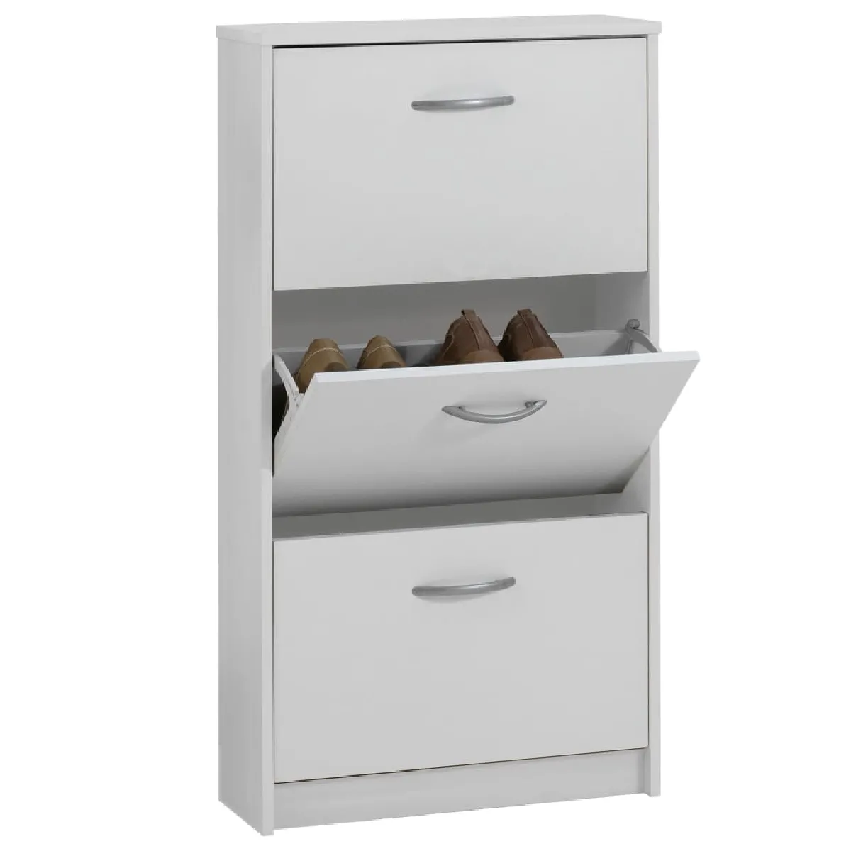 Armoire À Chaussures 3 Compartiments Inclinables Blanc Fmd