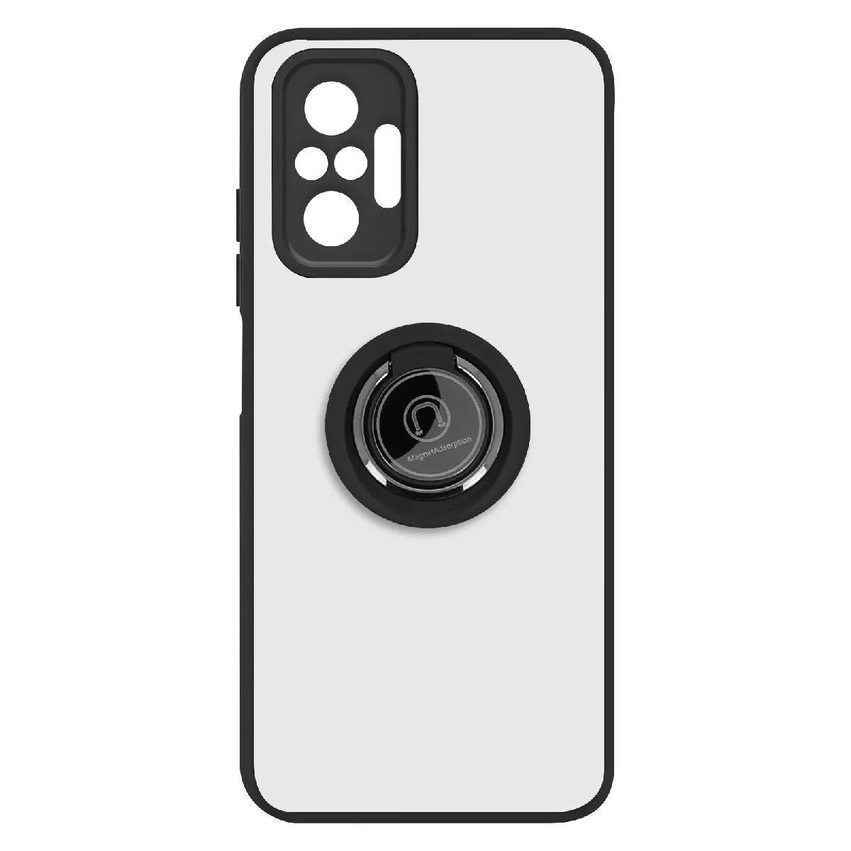 Coque pour Xiaomi Redmi Note 10 Pro Bi-matière Bague Métallique Fonction Support Noir - Neuf