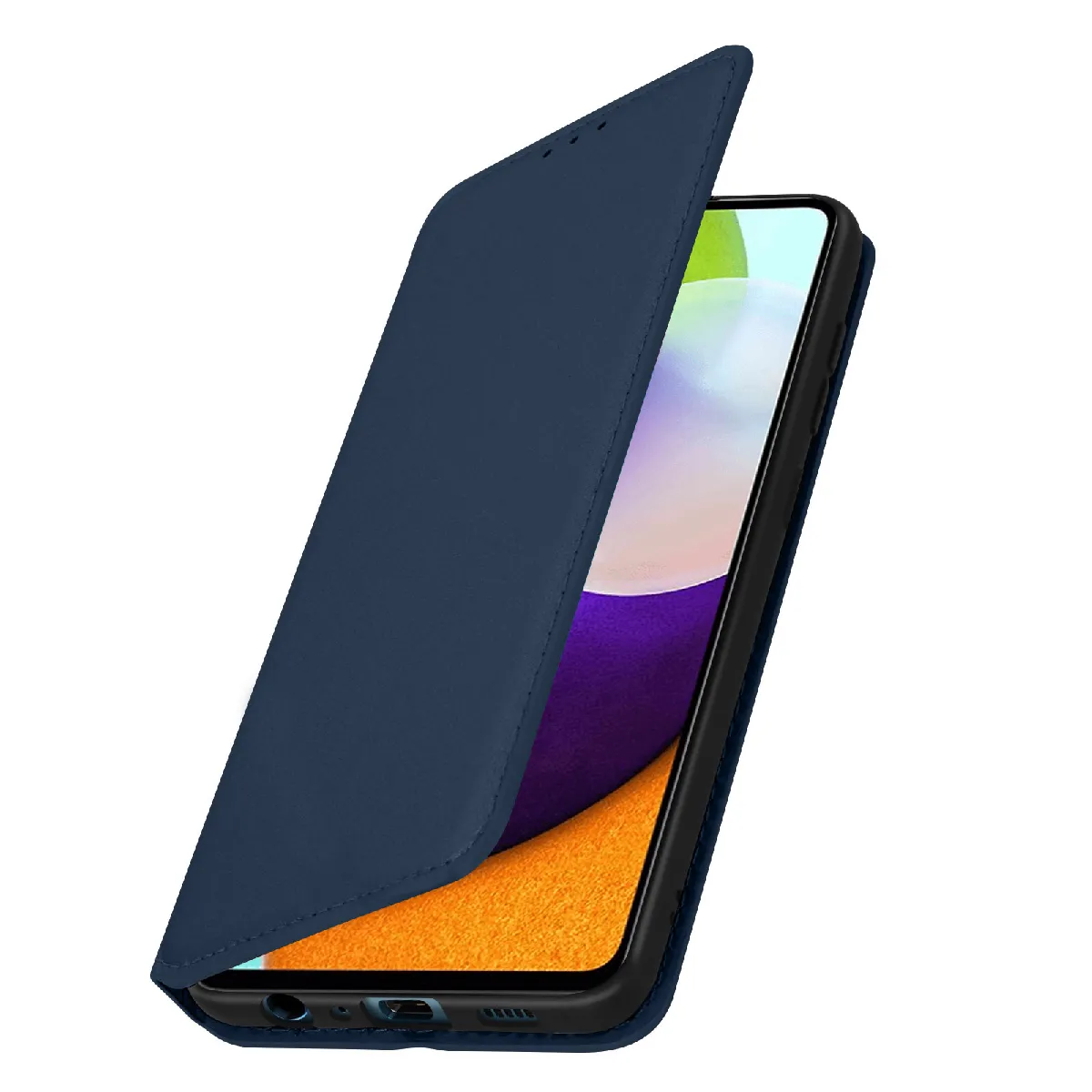 Etui Portefeuille Pour Samsung Galaxy A72 Clapet Magnétique Avec Support Bleu Nuit