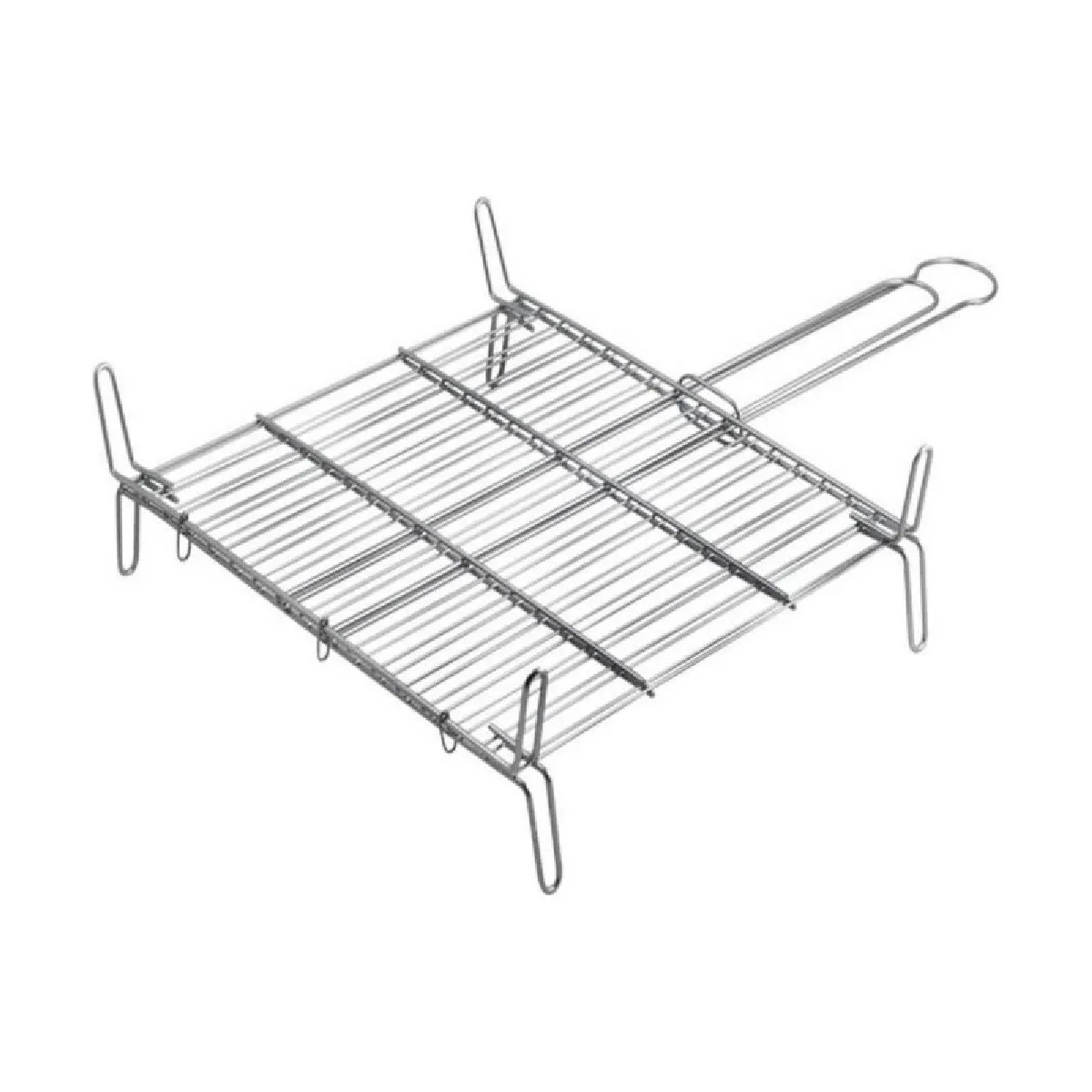 Grille Double Pour Barbecue - Zinc - 50x50 Cm