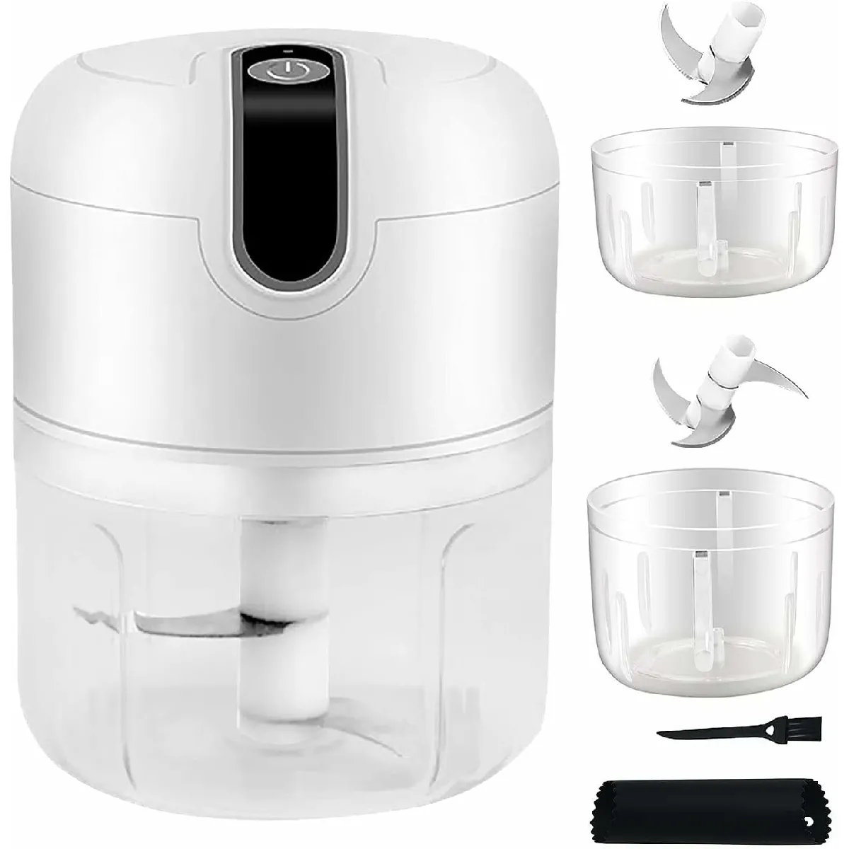 Mini Hachoir A Viande Électrique 250ml & 100ml Avec Accessoires Blanc Vendos85