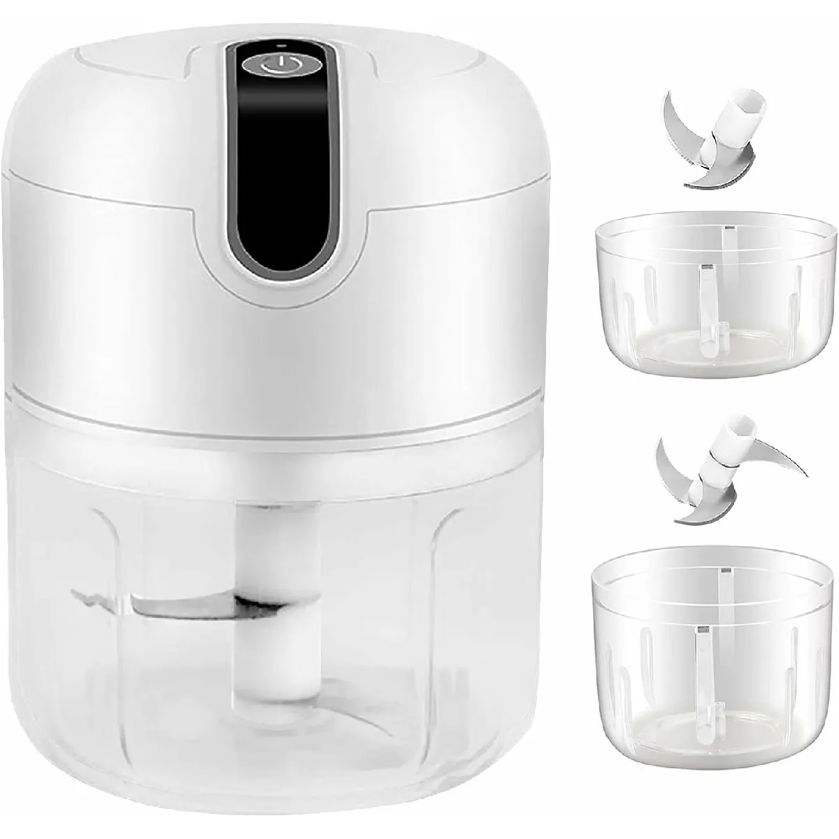 Mini Hachoir A Viande Électrique 250ml & 100ml Blanc Vendos85