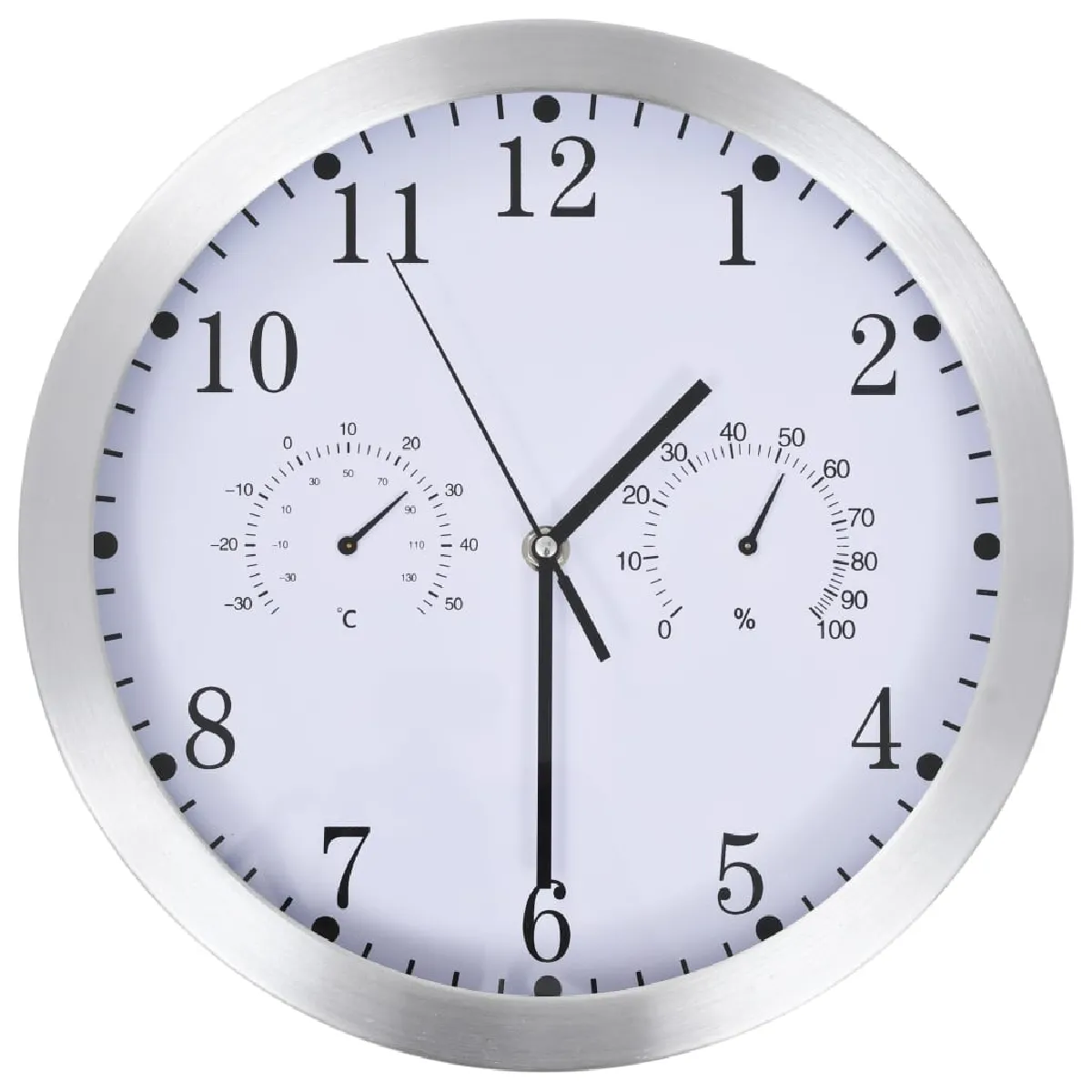 Horloge Murale À Quartz Hygromètre Et Thermomètre 30 Cm Blanc Dec022254