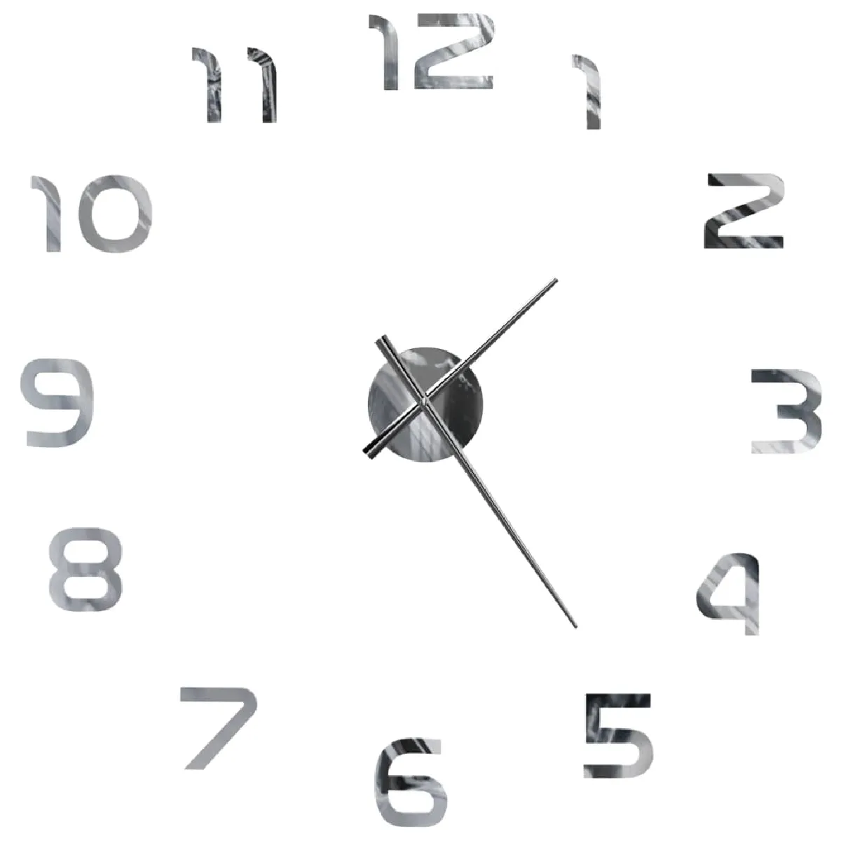 Horloge Murale 3d Design Moderne 100 Cm Xxl Argenté Dec022265
