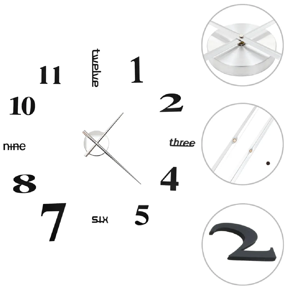 Horloge Murale 3d Design Moderne 100 Cm Xxl Noir Dec022266