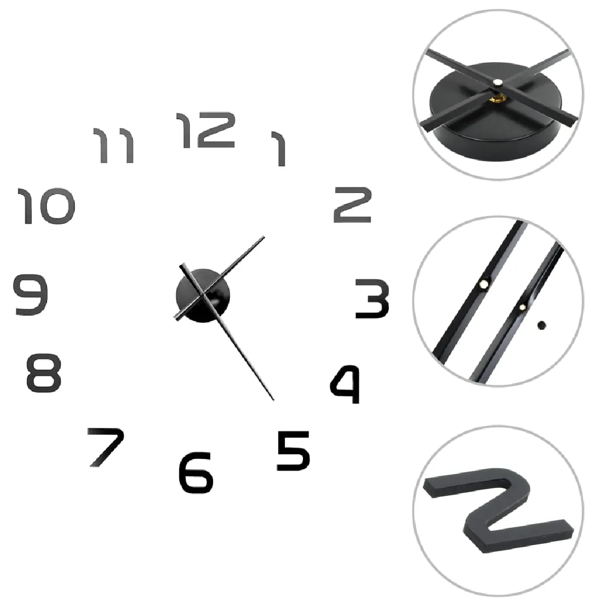 Horloge Murale 3d Design Moderne 100 Cm Xxl Noir Dec022270