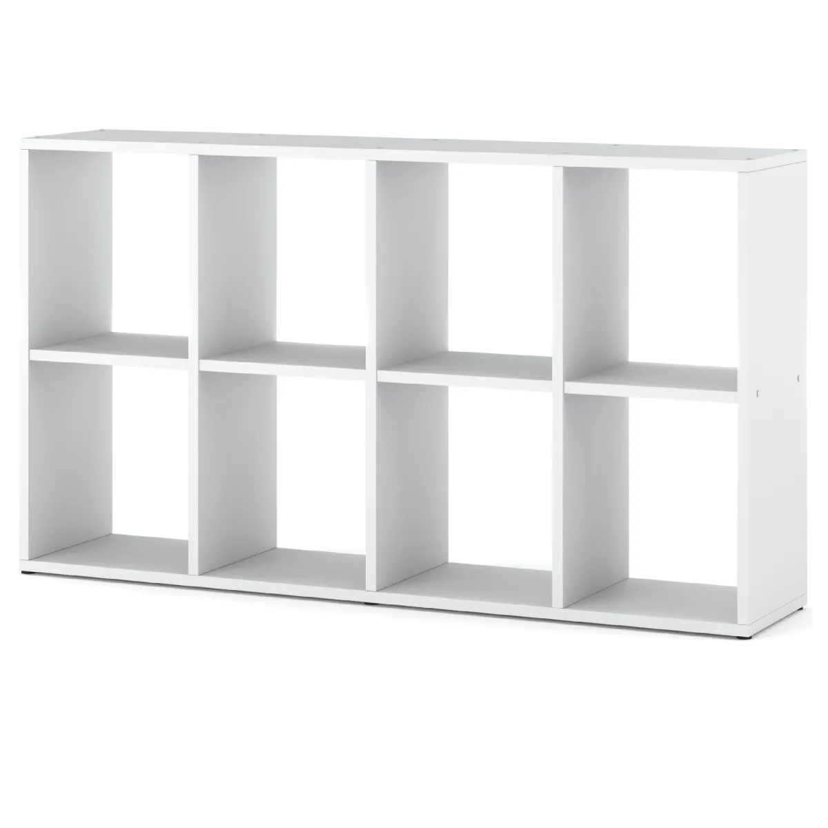 Bibliothèque blanche - organisateur avec 8 grandes étagères pour jouets 129x29x74cm