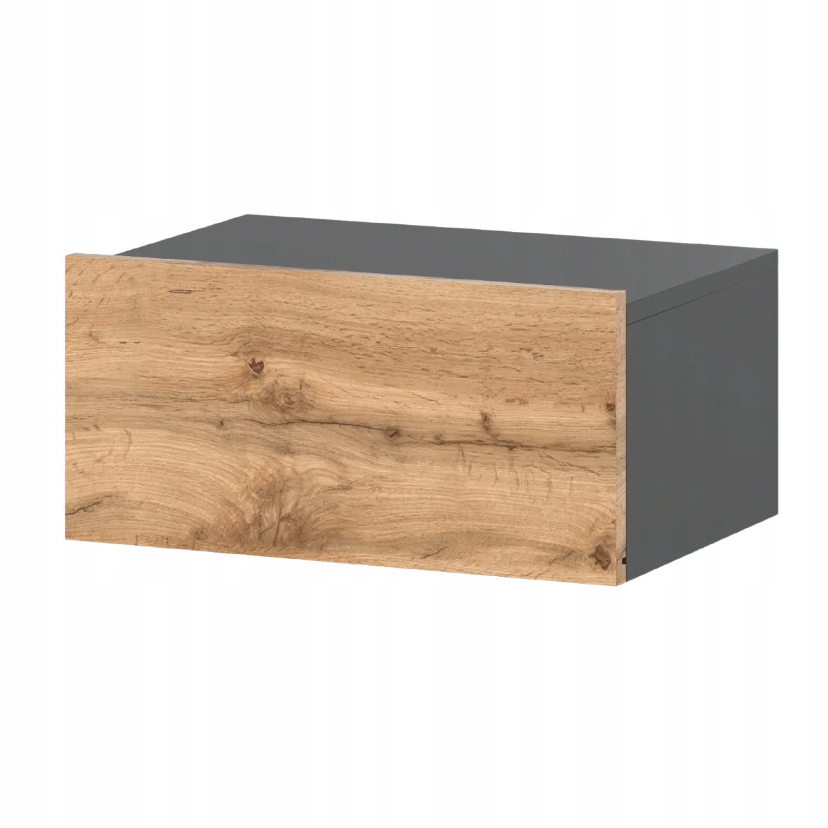 Table de Chevet Murale Gris Chêne Wotan avec Tiroir - Meuble Suspendu de Chambre Moderne