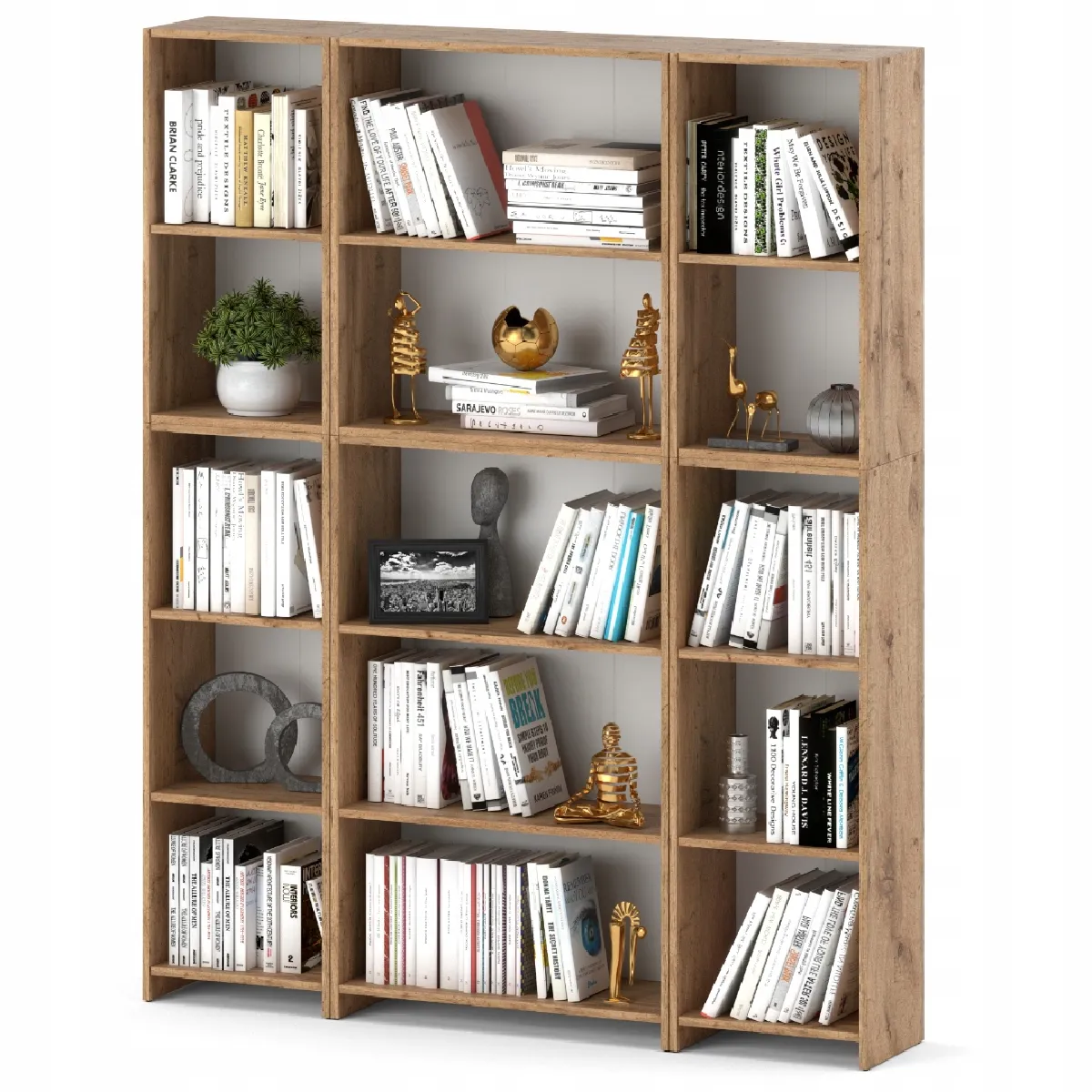 Bibliothèque -Étagère multifonction Chêne wotan -5 niveaux 150X30x189cm - Pour livres, jouets et accessoires de bureau