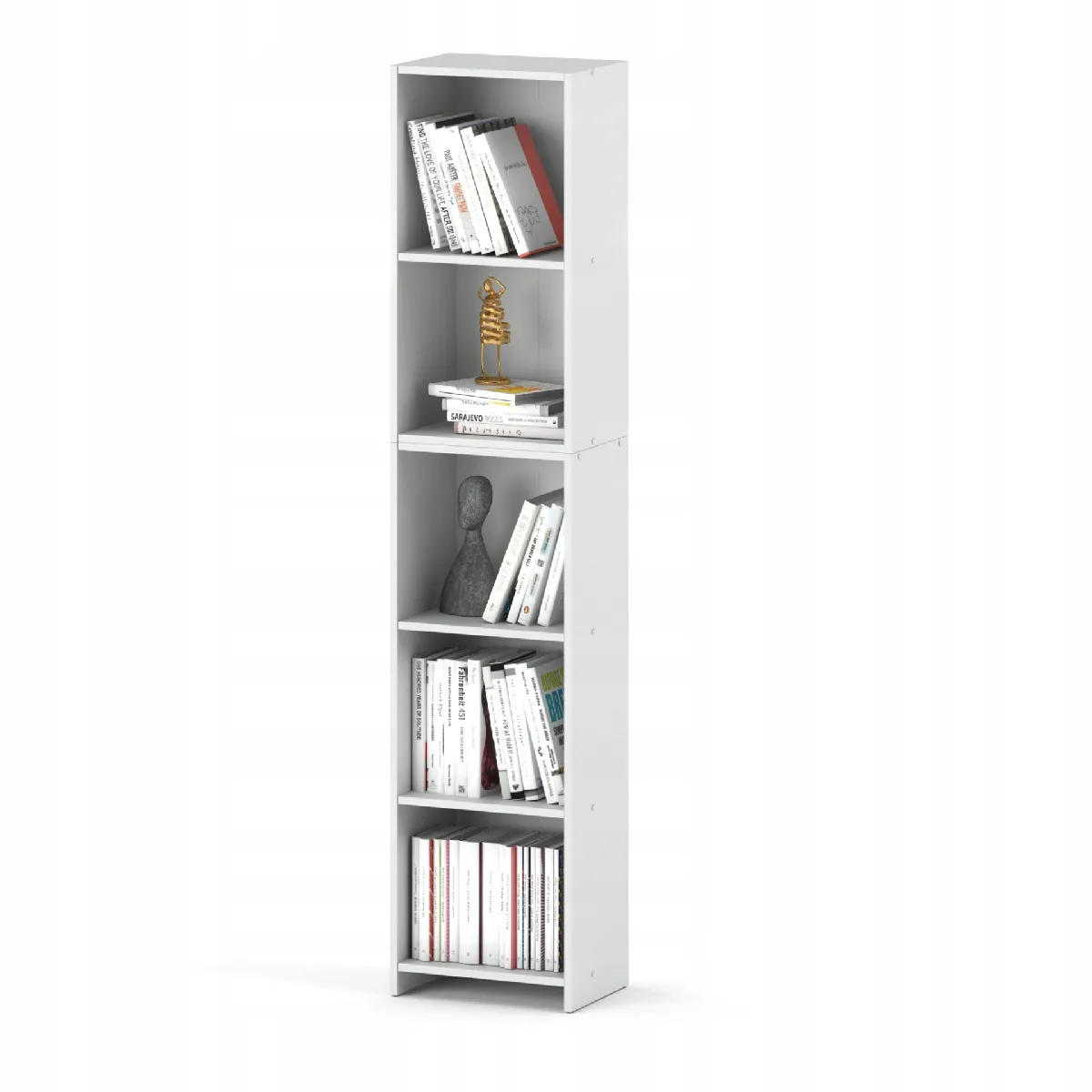 Bibliothèque - Étagère multifonction blanche 5 niveaux 40X30x189cm - Pour livres, jouets et accessoires de bureau