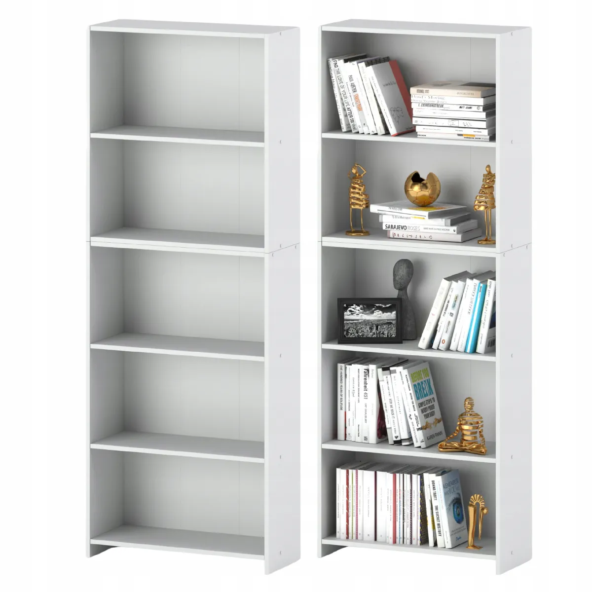Bibliothèque - Étagère multifonction blanche 5 niveaux 70X30x189cm - Pour livres, jouets et accessoires de bureau