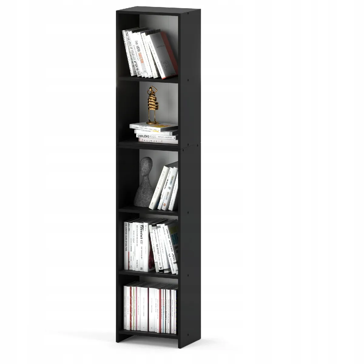 Bibliothèque -Étagère multifonction Noir 5 niveaux 40X30x189cm - Pour livres, jouets et accessoires de bureau