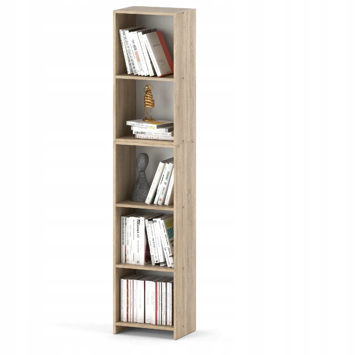 Bibliothèque -Étagère multifonction Chêne Sonoma 5 niveaux 40X30x189cm - Pour livres, jouets et accessoires de bureau