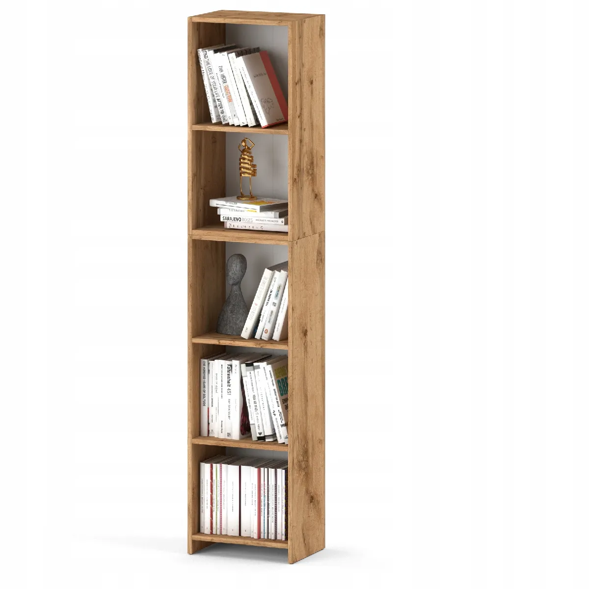 Bibliothèque -Étagère multifonction Chêne Wotan 5 niveaux 40X30x189cm - Pour livres, jouets et accessoires de bureau