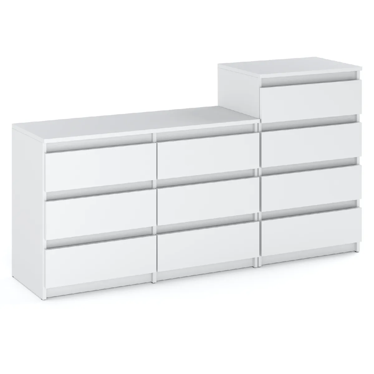 Grande commode avec 10 tiroirs Blanc Mat 160 cm - meuble TV, buffet, armoire pour salon