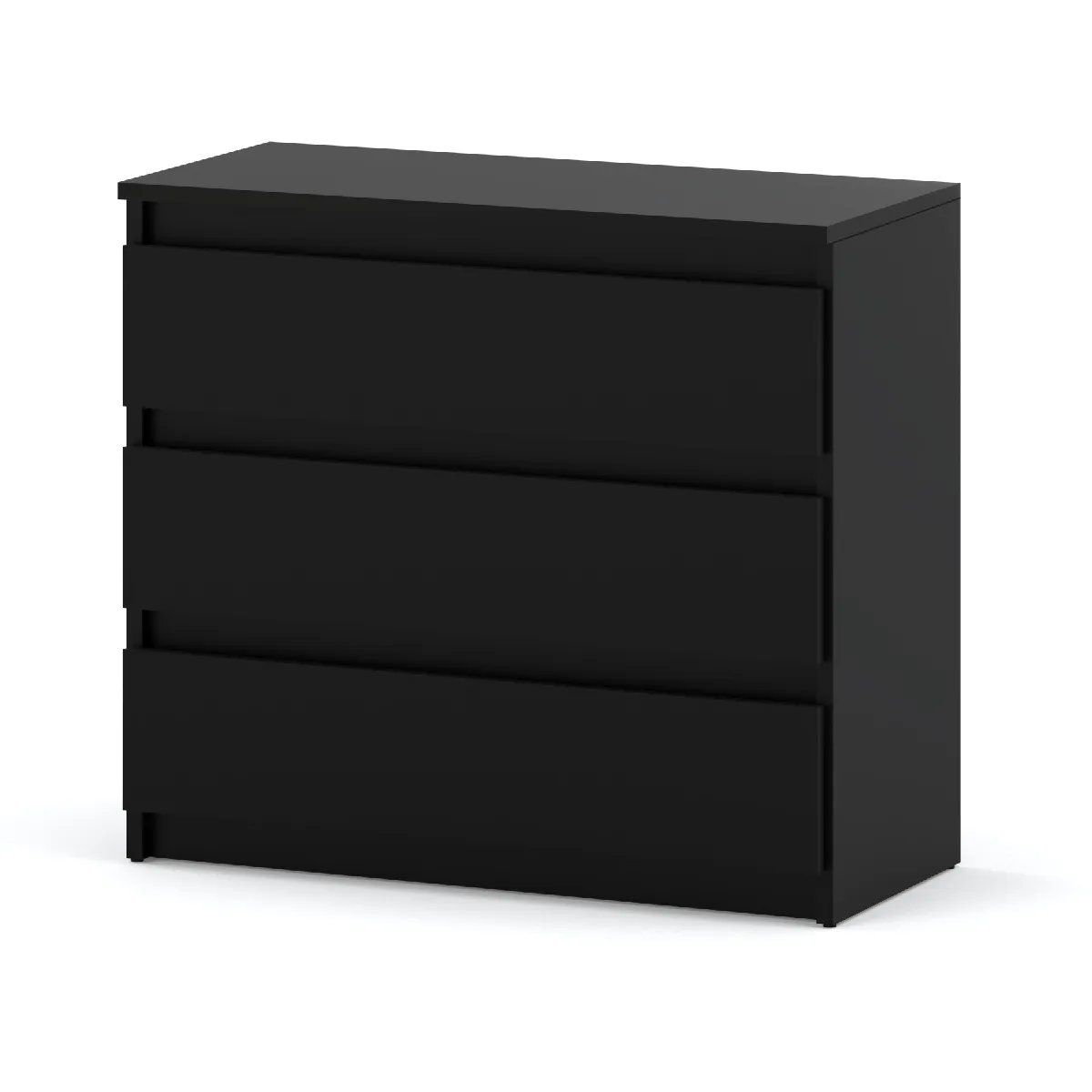 Commode noire avec 3 tiroirs 80 cm - meuble TV, mobilier pour salon et chambre