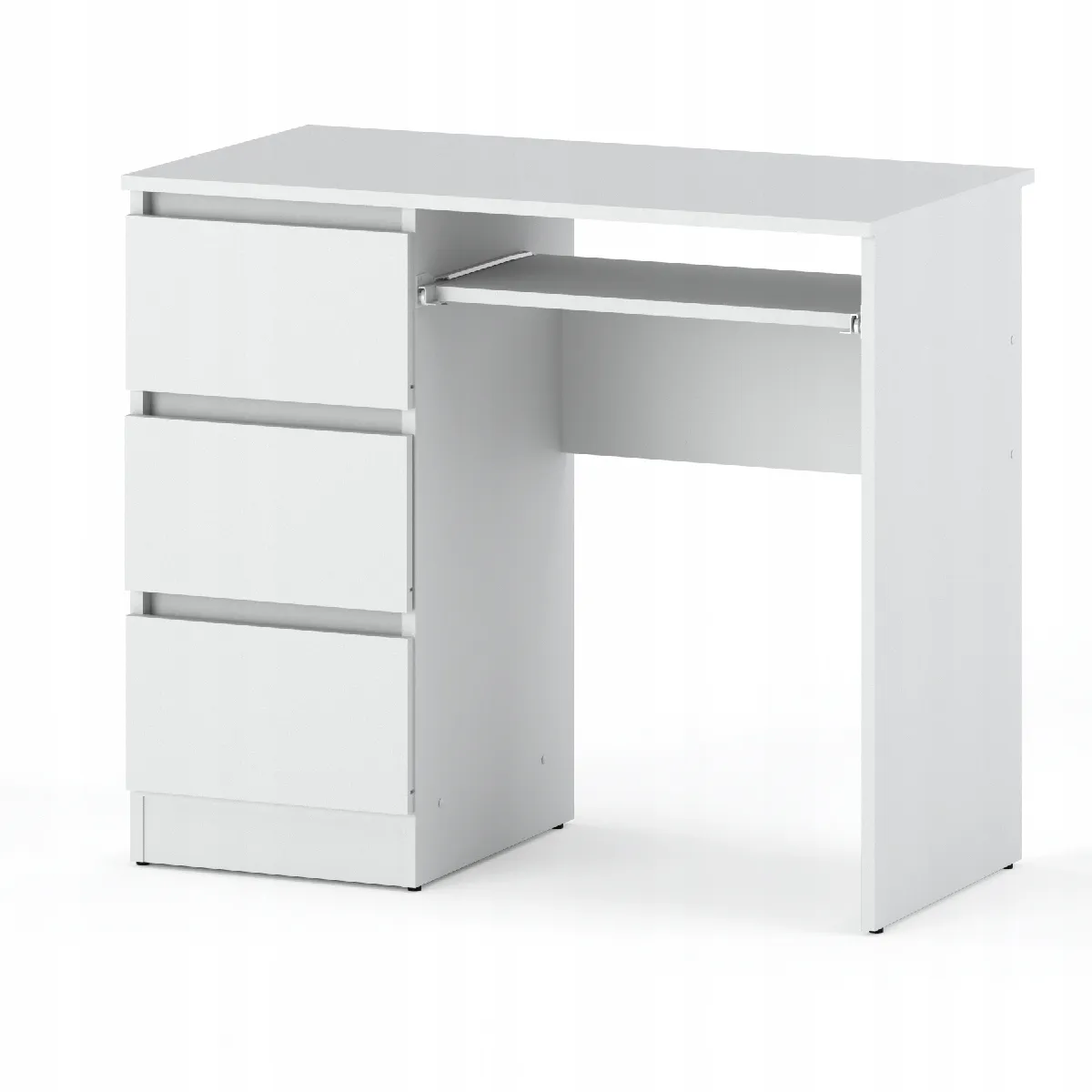 Bureau d'ordinateur -scolaire - gaming à 3 tiroirs - Blanc mat 90x50x77 cm