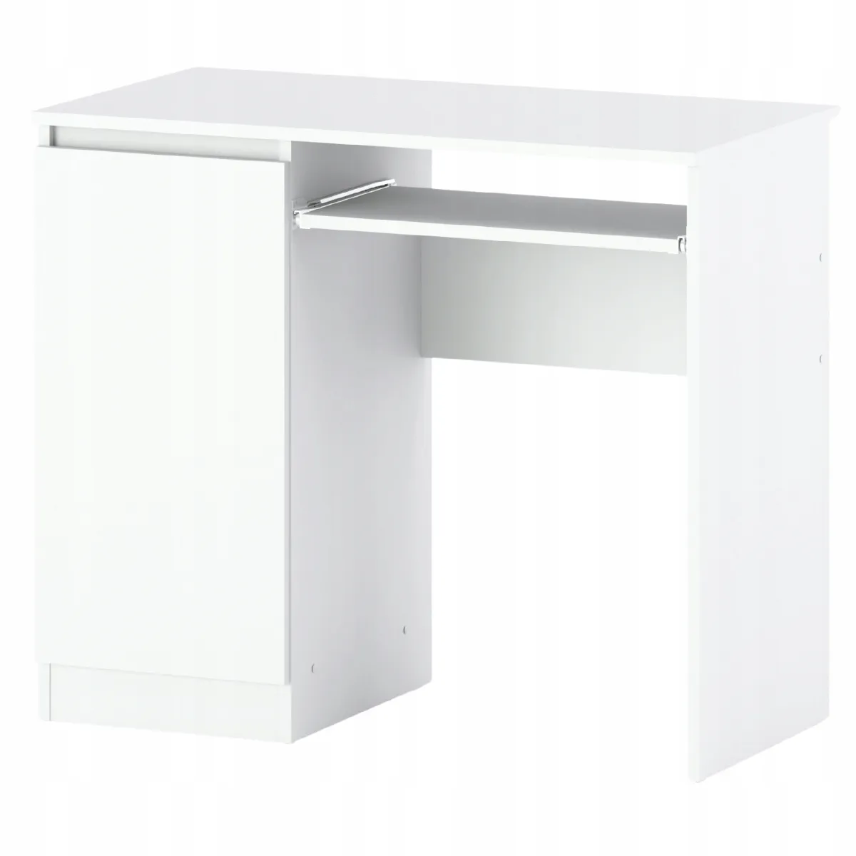 Bureau Gaming Blanc Mat 90 cm avec 2 Étagères