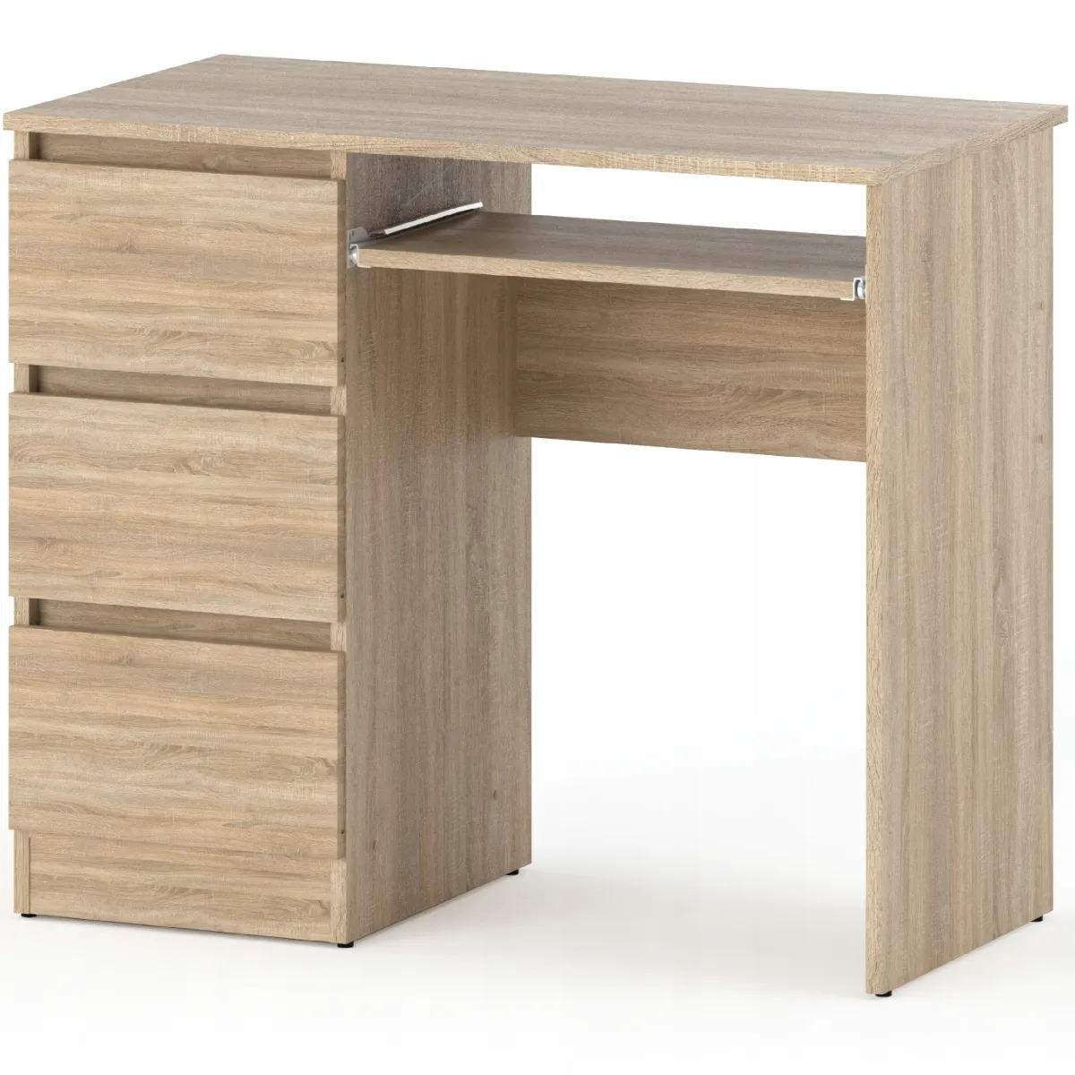 Bureau d'ordinateur -scolaire - gaming à 3 tiroirs - Chêne Sonoma 90x50x77cm