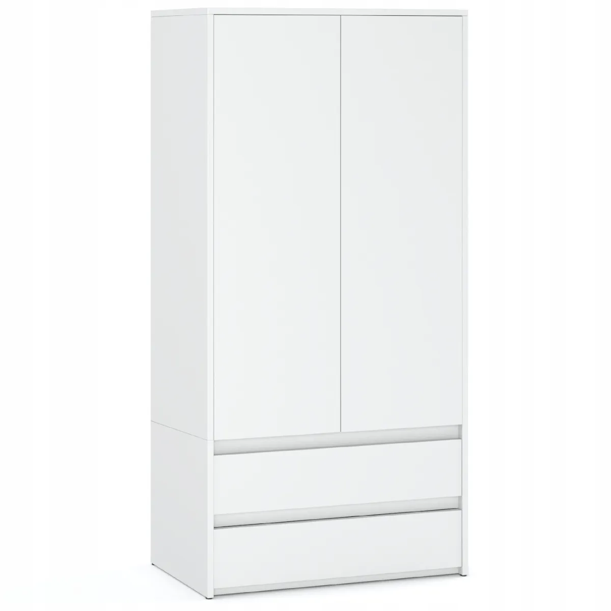Armoire Dressing Moderne 90 cm - 2 Portes, 2 Tiroirs, Blanc Mat - Grande Capacité de Rangement