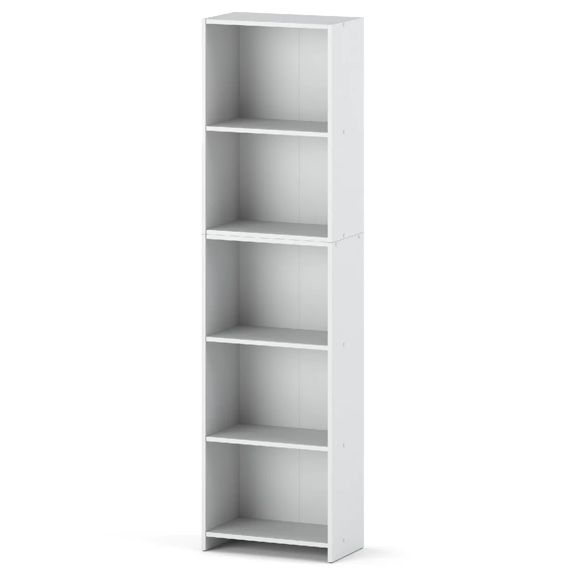Étagère à livres Blanche 50x30x189cm avec 5 étagères - Meuble de rangement pour classeurs et dossiers