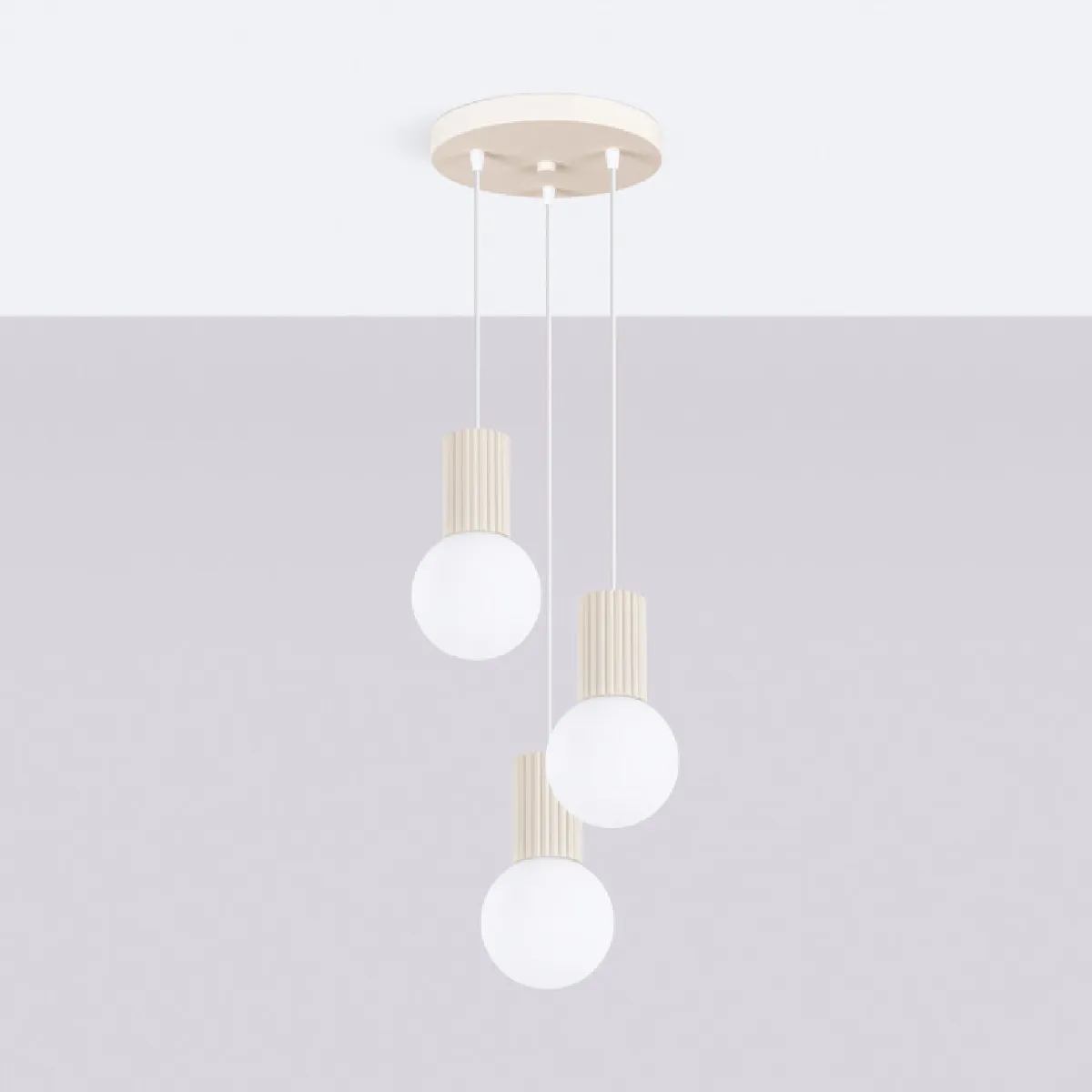 Lampe suspendue HALO 3P beige 125 x 25 x 25( h x l x P en cm )