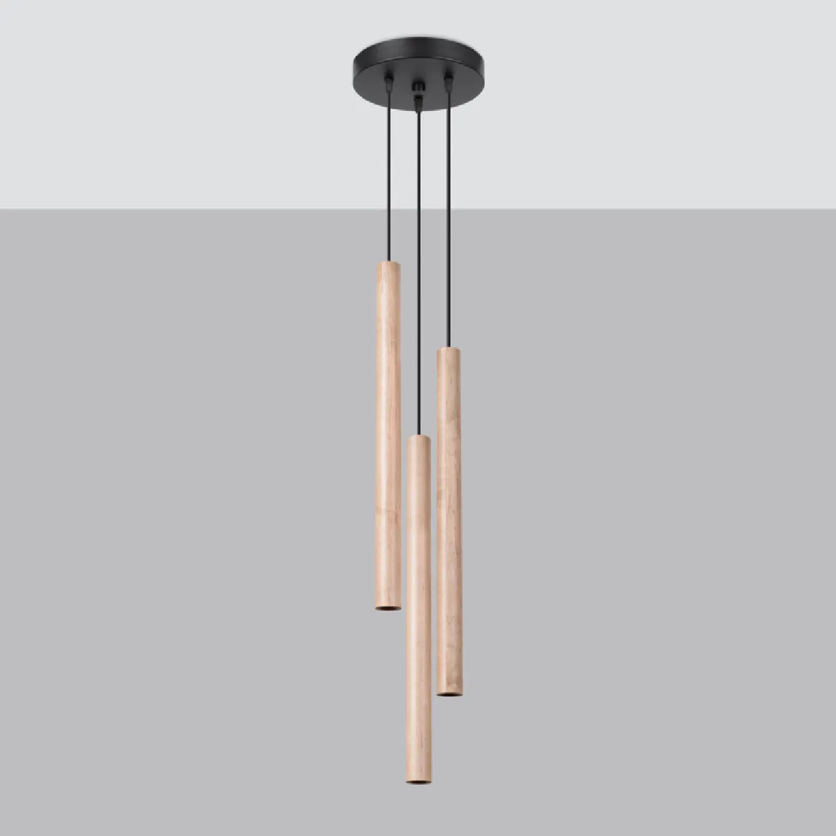Lampe pendante Noraaeen 3P bois 115 x 19.5 x 19.5( h x l x P en cm )