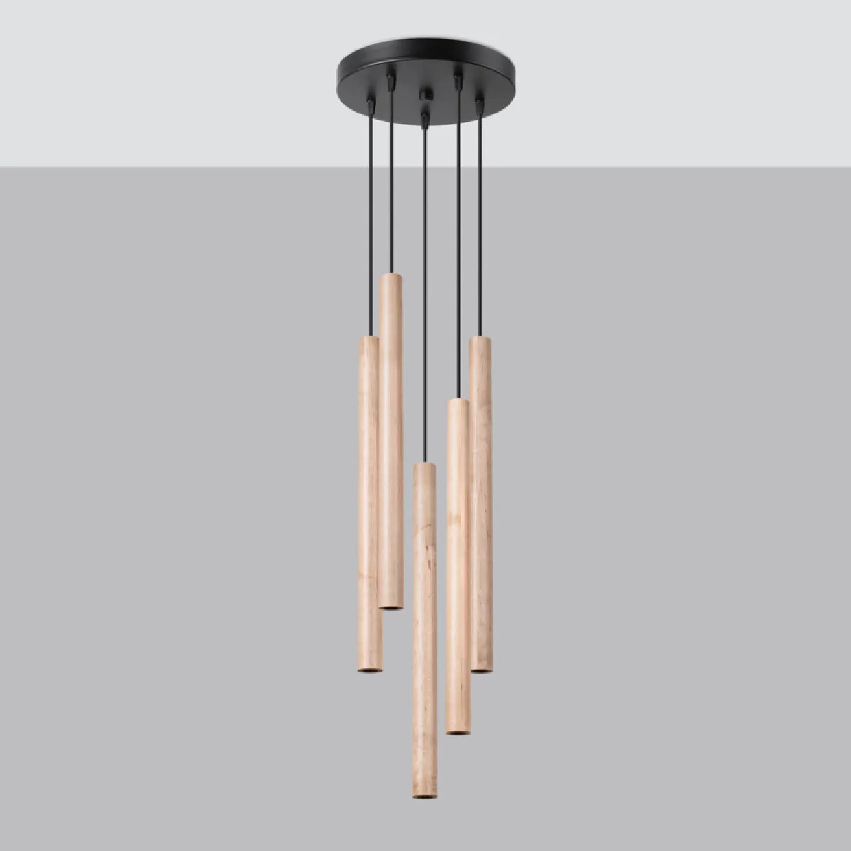 Lampe pendante Noraaeen 5P bois 110 x 25 x 25( h x l x P en cm )