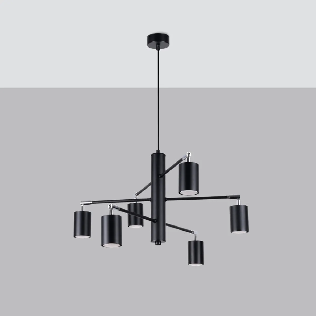 Lustre Noraera 6 noir 125 x 77 x 77( h x l x P en cm )