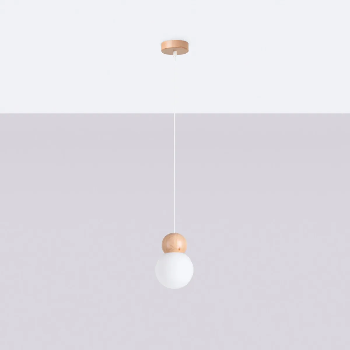 Lampe suspendue Luxeyon 1 blanc/bois naturel 124 x 11 x 11( h x l x P en cm )
