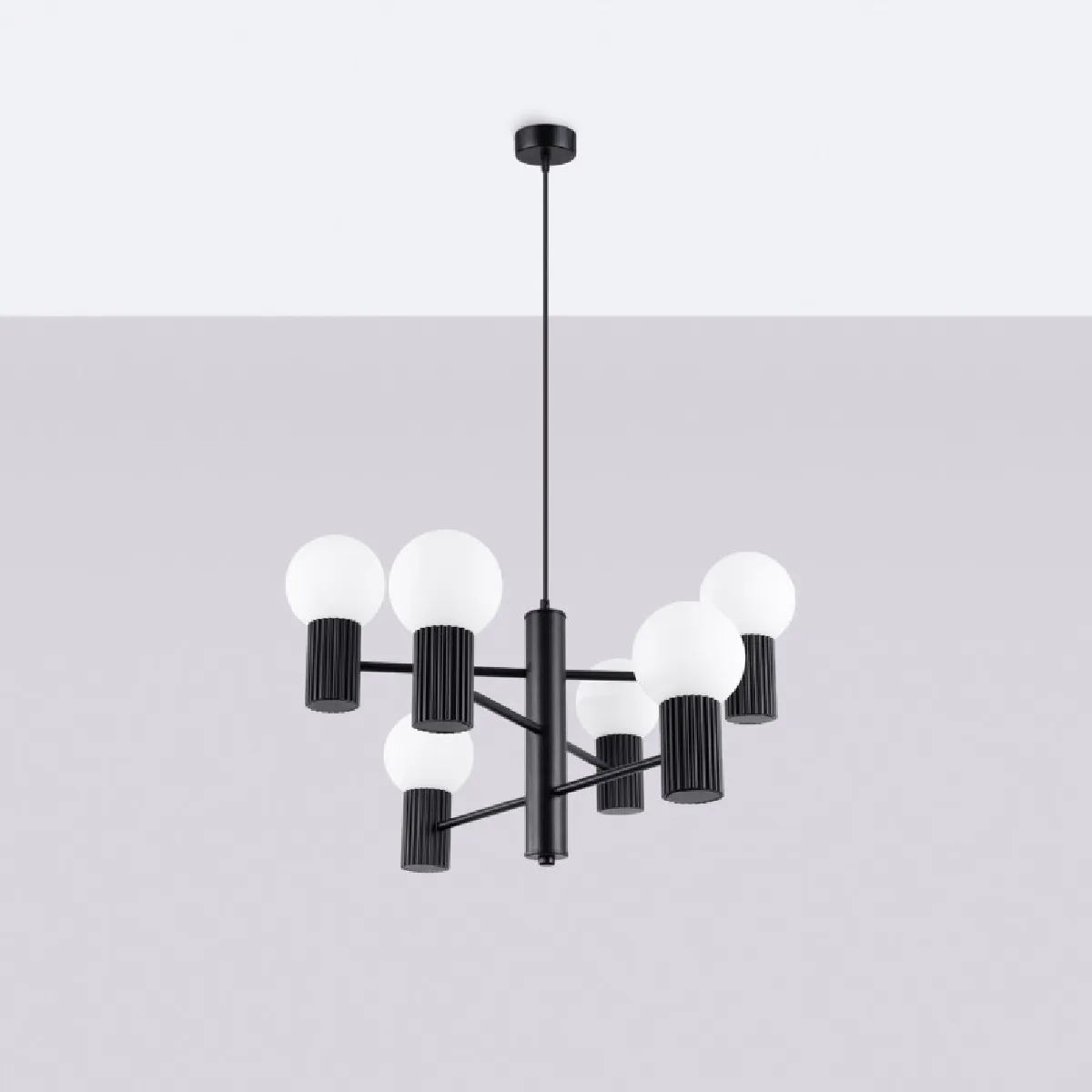 Lustre HALO 6 noir 230 x 64 x 64( h x l x P en cm )