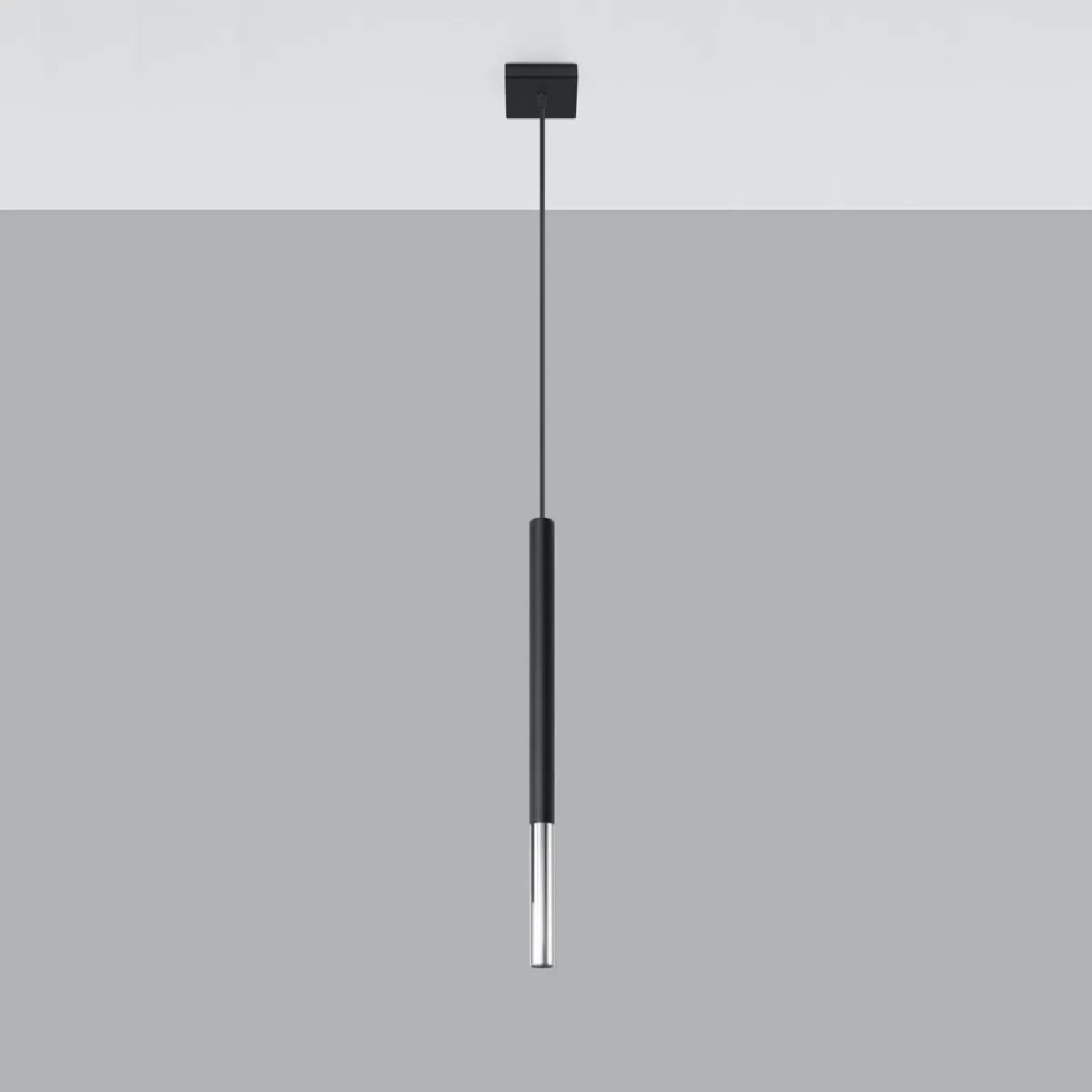Lampe suspendue Solyon 1 noir/chrome 100 x 8 x 8( h x l x P en cm )