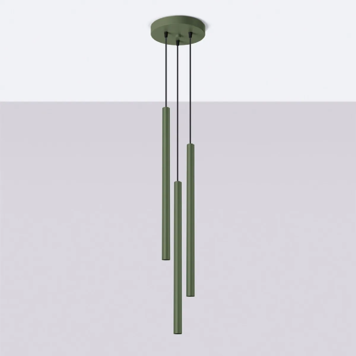 Lampe pendante Noraaeen 3P vert olive 104 x 19.5 x 19.5( h x l x P en cm )