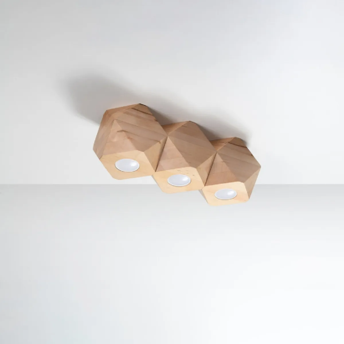 Plafonnier Oryen 3 en bois naturel 12 x 36 x 12( h x l x P en cm )