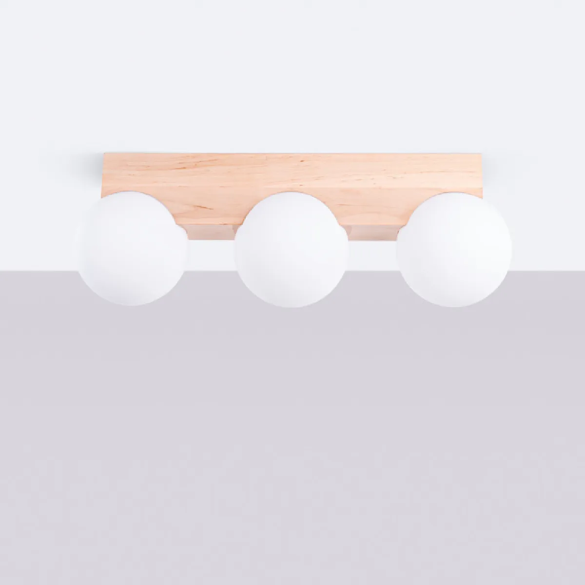 Plafonnier BULBO 3 bois naturel 16 x 46 x 12( h x l x P en cm )