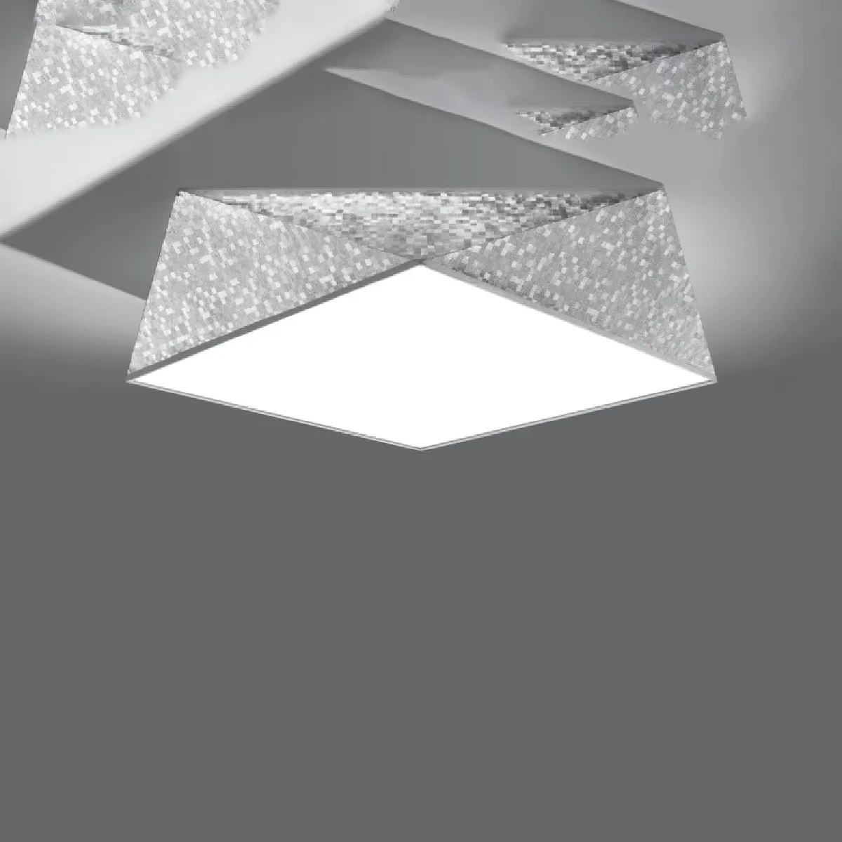 Plafonnier Calaea 45 argent 15 x 45 x 45( h x l x P en cm )