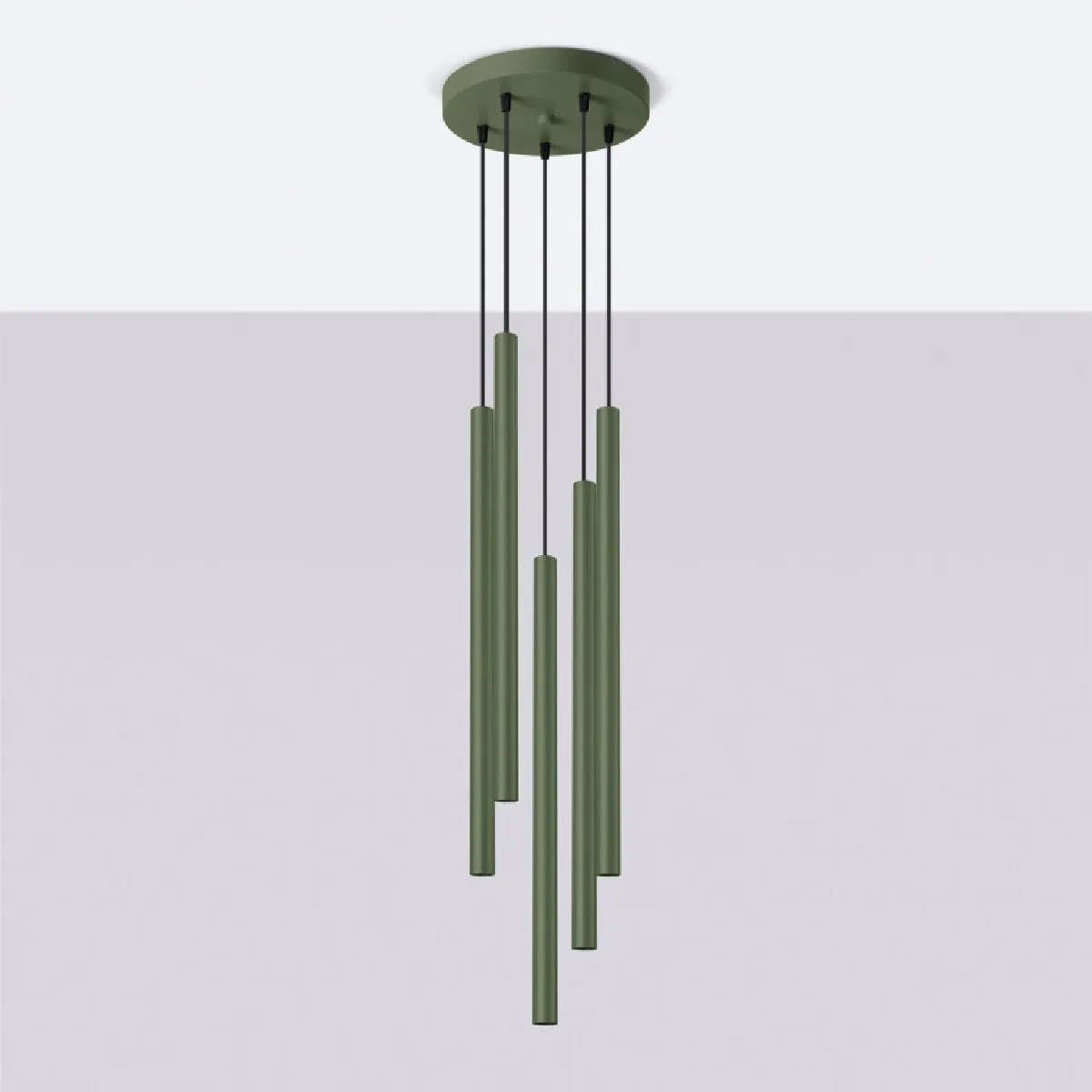 Lampe pendante Noraaeen 5P vert olive 104 x 25 x 25( h x l x P en cm )